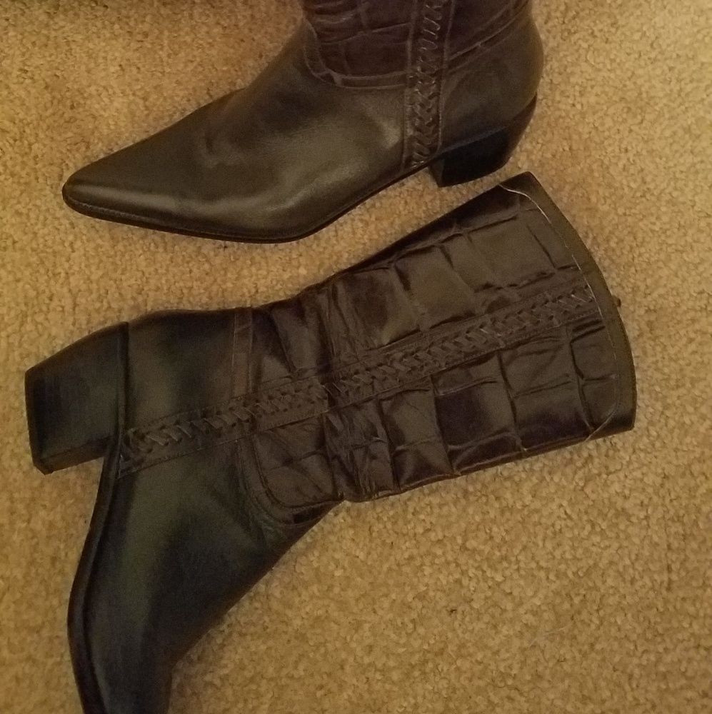 Brown leather boots